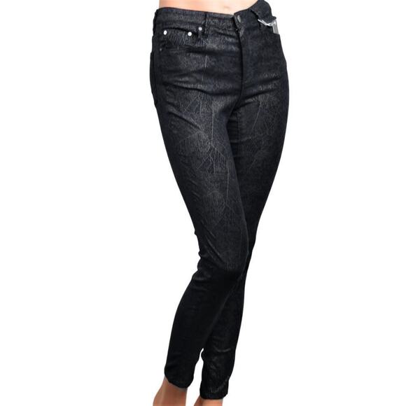 New! TRACTR Women's Hi-Rise Foil Print Faux Suede Ankle Skinny Jeans - Picture 2 of 7